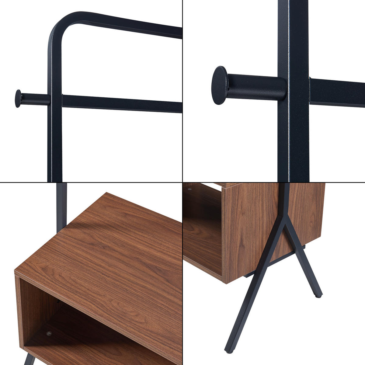 GARDEROBENSTÄNDER Averøy - Schwarz, Holzwerkstoff/Metall (74/180/42cm) - [en.casa]