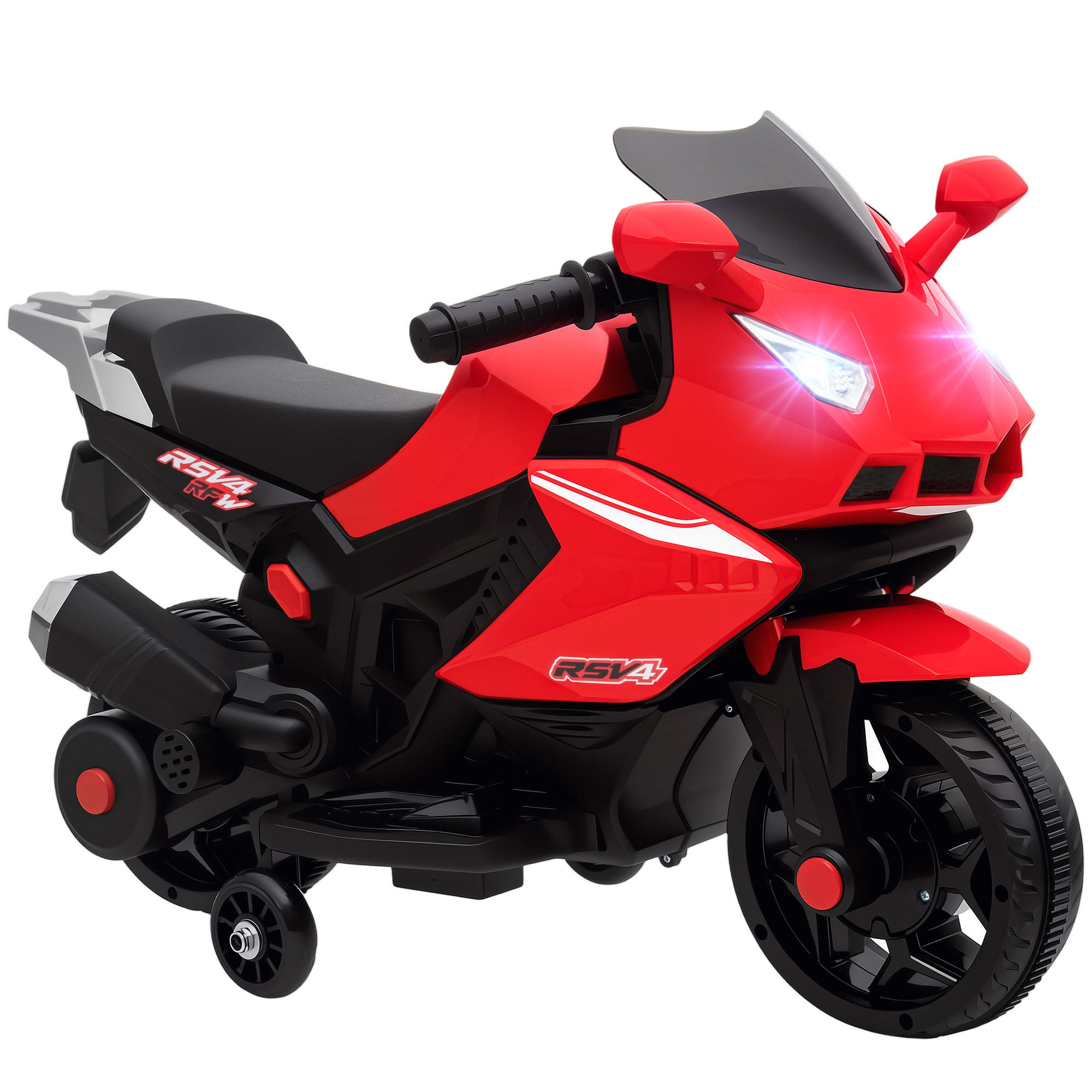 ELEKTRO-MOTORRAD DE-06224 mit Hupe, Scheinwerfer und Musik Rot - Rot, Kunststoff/Metall (75/36/49cm) - ComfortXL