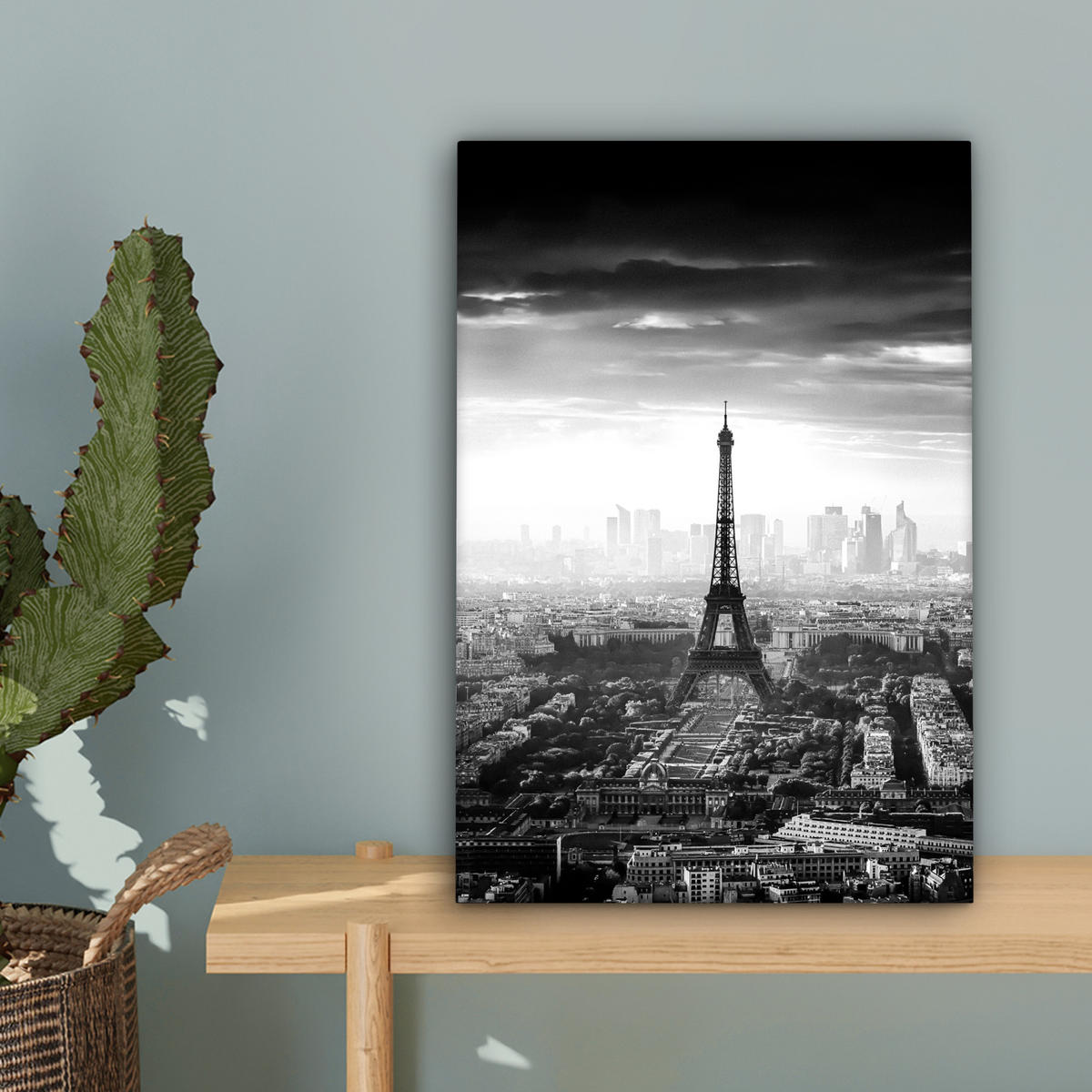 LEINWANDBILD Paris - Skyline - Eiffelturm - Stadt - Wolken 20x30 cm - Dunkelgrau, Textil (20/30cm) - MuchoWow