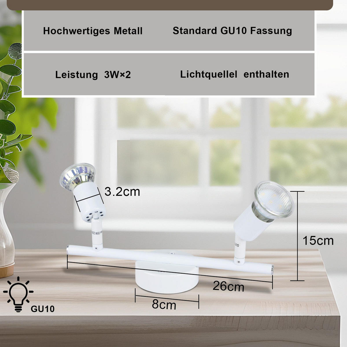 DECKENLEUCHTE Macneil 26/15/8cm - Weiß, Metall (26/15/8cm) - Nettlife