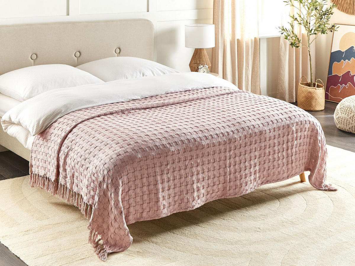 TAGESDECKE Rosa 200 x 220 cm Bere - Pink, Textil (200/220cm) - Beliani