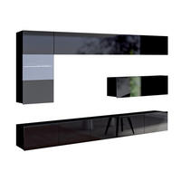 WOHNWAND Kossana 4 Modern Schwarz 255/142/43 cm Schrankwand - Schwarz, Holzwerkstoff/Kunststoff (255/142/43cm) - AX Living