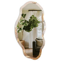 SPIEGEL 90x45 cm asymmetrisch mit Druck - Pflanzenblätter - Transparent, Glas (45/90/0.4cm) - TULUP