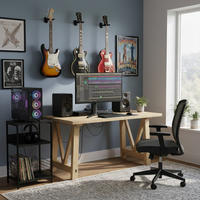 REGAL Schwarz Plattenspieler Schallplatten 3 Ebenen MDF Metall - Schwarz, Holzwerkstoff/Metall (40/65/30cm) - Relaxdays