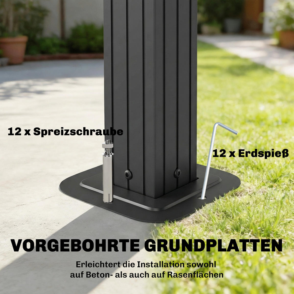 GRILLPAVILLON Aluminium Polycarbonat Braun - Schwarz/Braun, Metall (145/255/256cm) - Outsunny