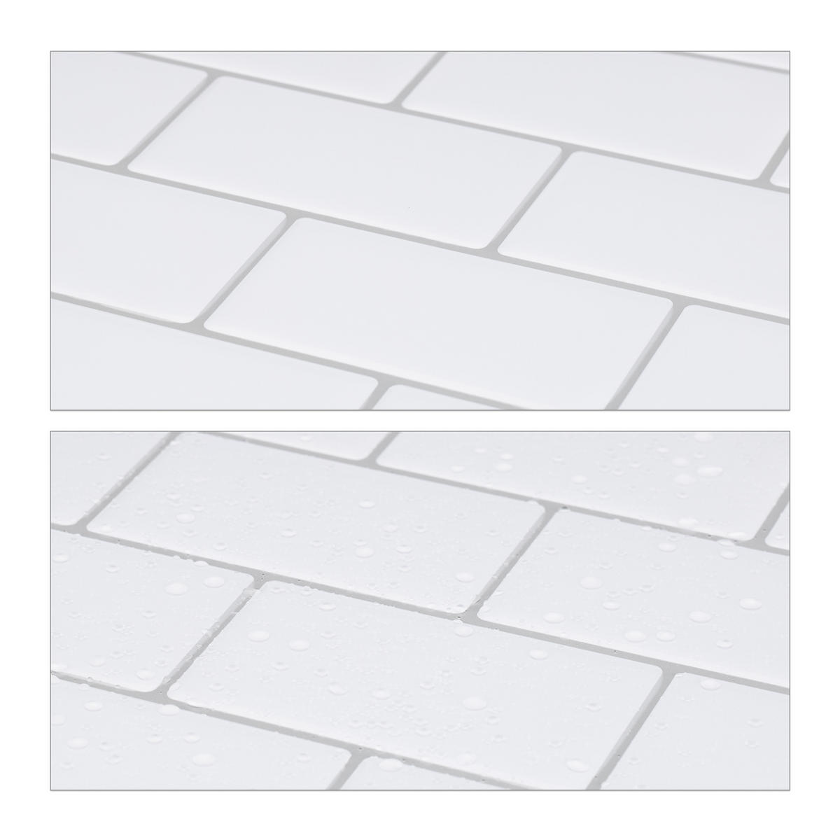10xFLIESENAUFKLEBER - Weiß, Papier/Kunststoff (30.5/30.5/0.1cm) - Relaxdays