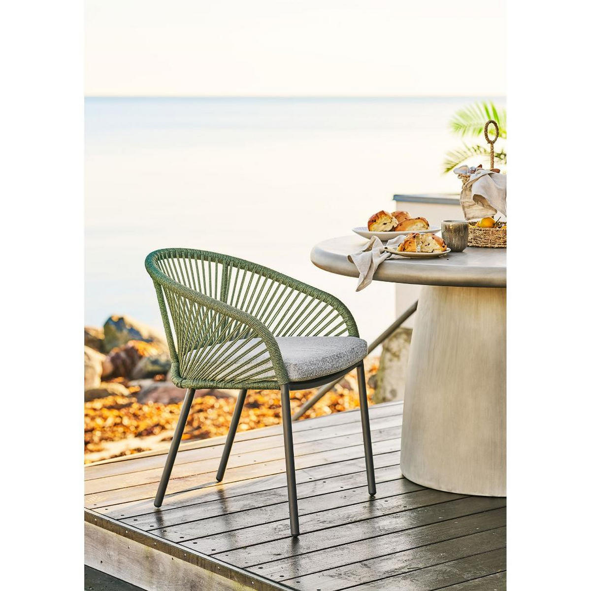 GARTENSTUHL, Noomi, Stühle Grün, Metall / Polyester, 64 x 58 x 77 cm - Grün, Metall (64/77/58cm) - ebuy24