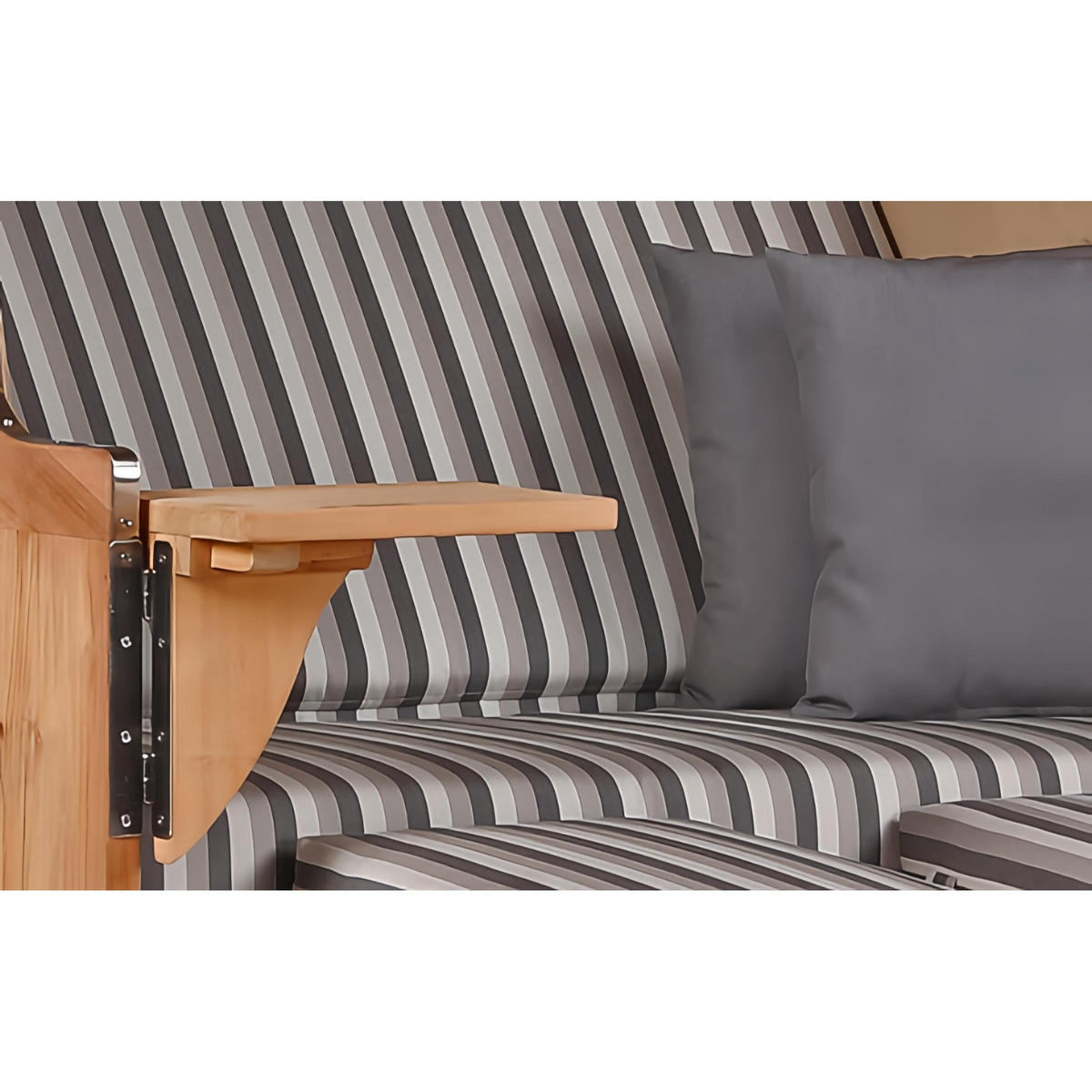 STRANDKORB SEEBLICK 2 Sitzer Teak - Braun/Grau, Metall (125/170/80cm) - Mr. Deko