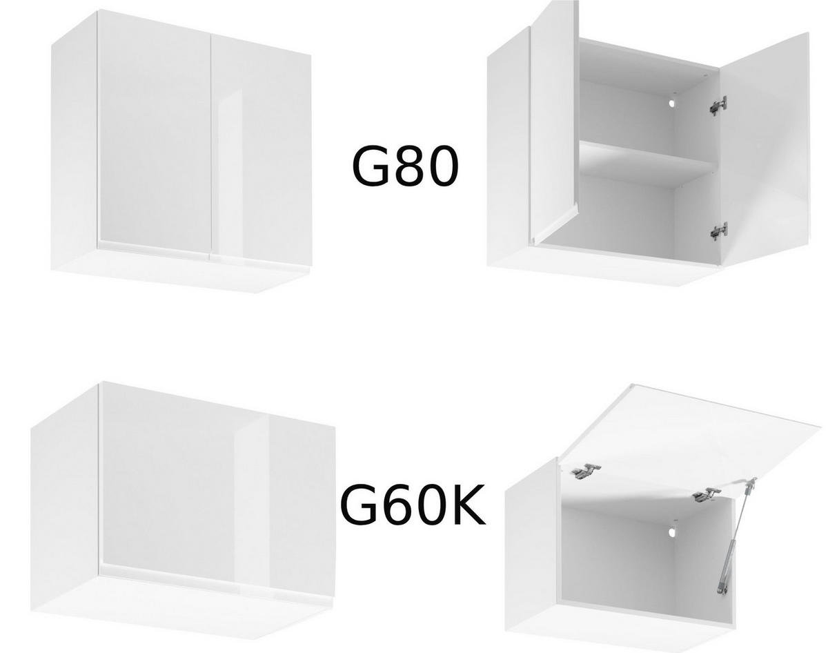 KÜCHENZEILE 340 cm - Aspen KA12-M340- in Weiß/Hochglanz - Weiß Hochglanz, Holz (340/212/58cm)