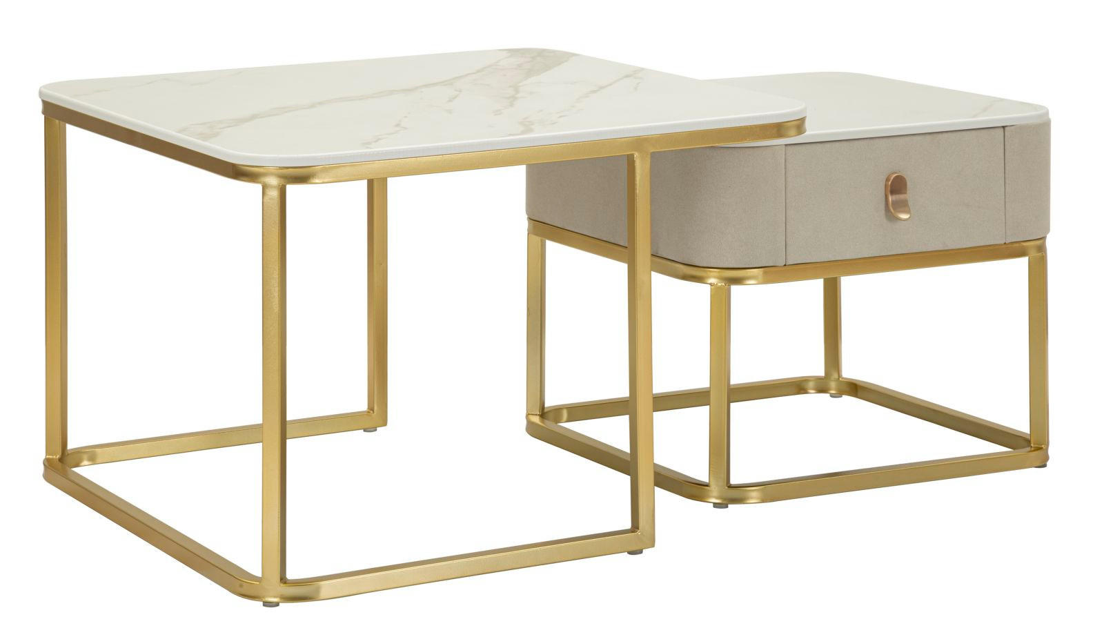 Mauro Ferretti Couchtische Creme, Gold 70x48x70 cm