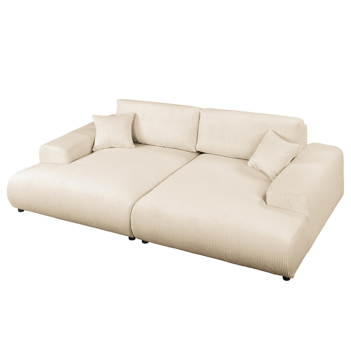 BIGSOFA - Creme/Schwarz, Kunststoff/Textil (237/79/144cm) - home24