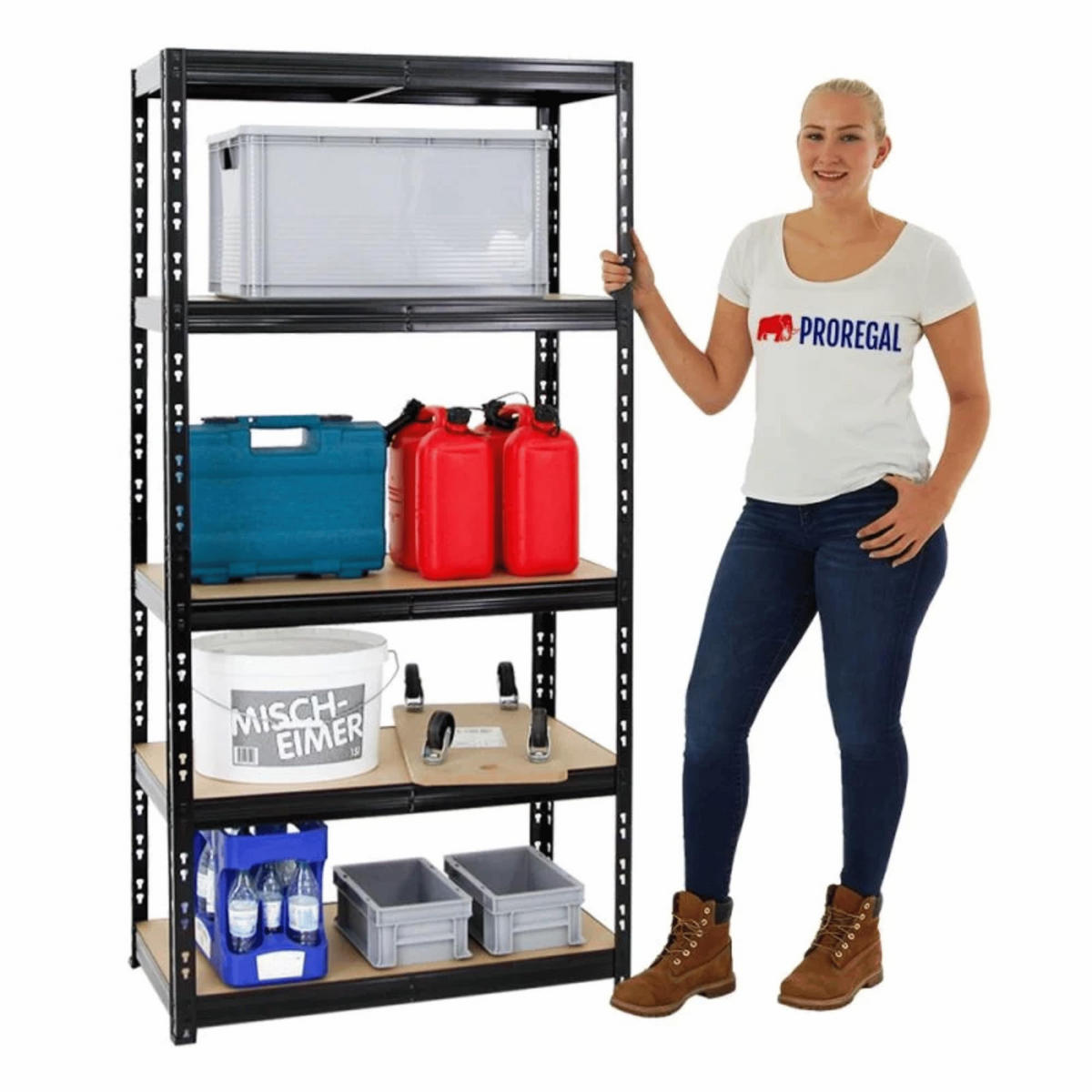 SCHWERLASTREGAL Tiger 180x90x45 cm Fachlast 265 kg Schwarz - Schwarz, Metall (90/180/45cm) - PROREGAL