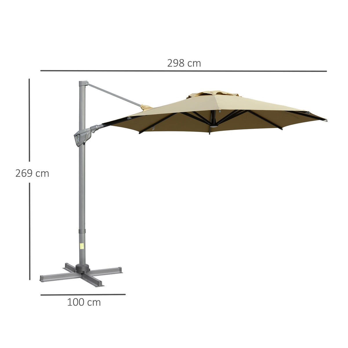 SONNENSCHIRM, Aluminium, Stahl, Khaki - Braun, Metall (298/298cm) - Outsunny