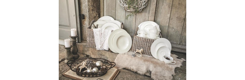 Klasični beli krožniki iz Bone China porcelana