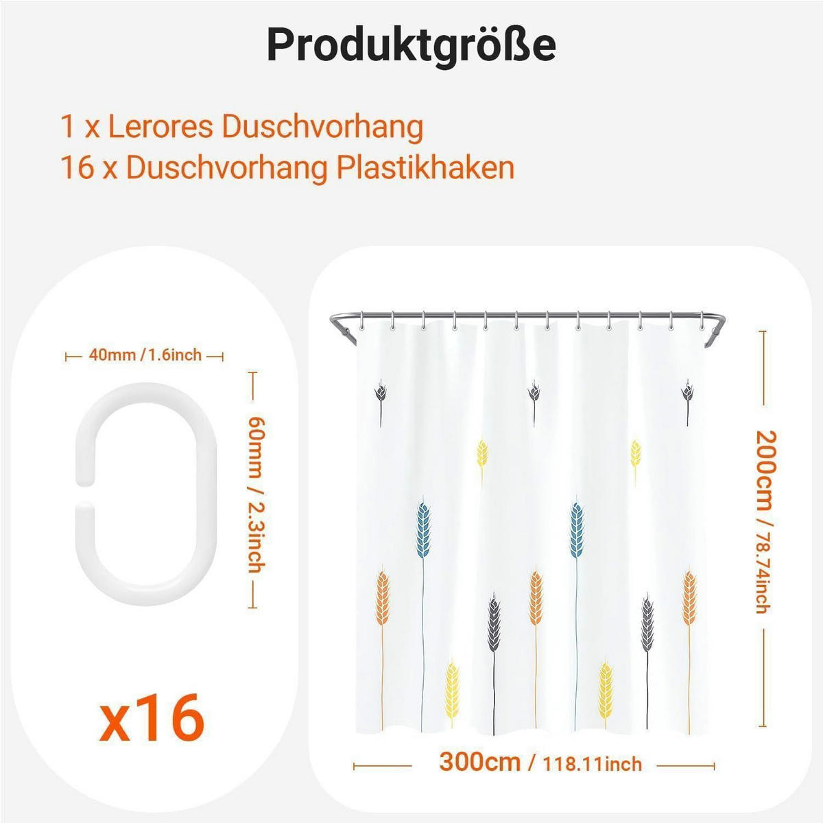 DUSCHVORHANG Bunte Weizenohren 300 x 200 cm - Multicolor, Textil (300/200cm)