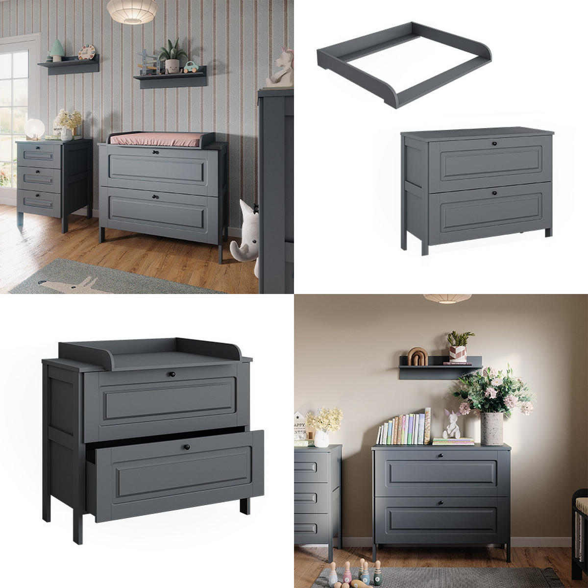 PŘEBALOVACÍ PULT Ajaton Šedá - šedá, kompozitní dřevo (108/98/70cm) - VitaliSpa