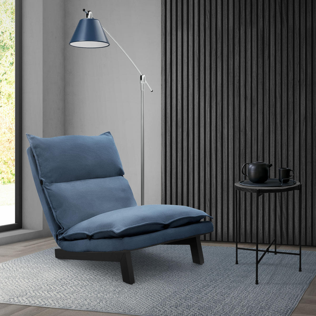 BODENSTUHL Blau - Blau/Schwarz, Textil/Metall (59/73.5/96cm) - ML-DESIGN