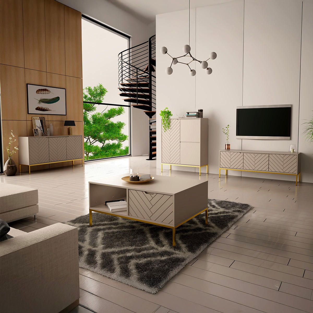TV-MÖBEL Daria Kaschmir - Beige, Holzwerkstoff (151/77/39cm) - Petits-meubles