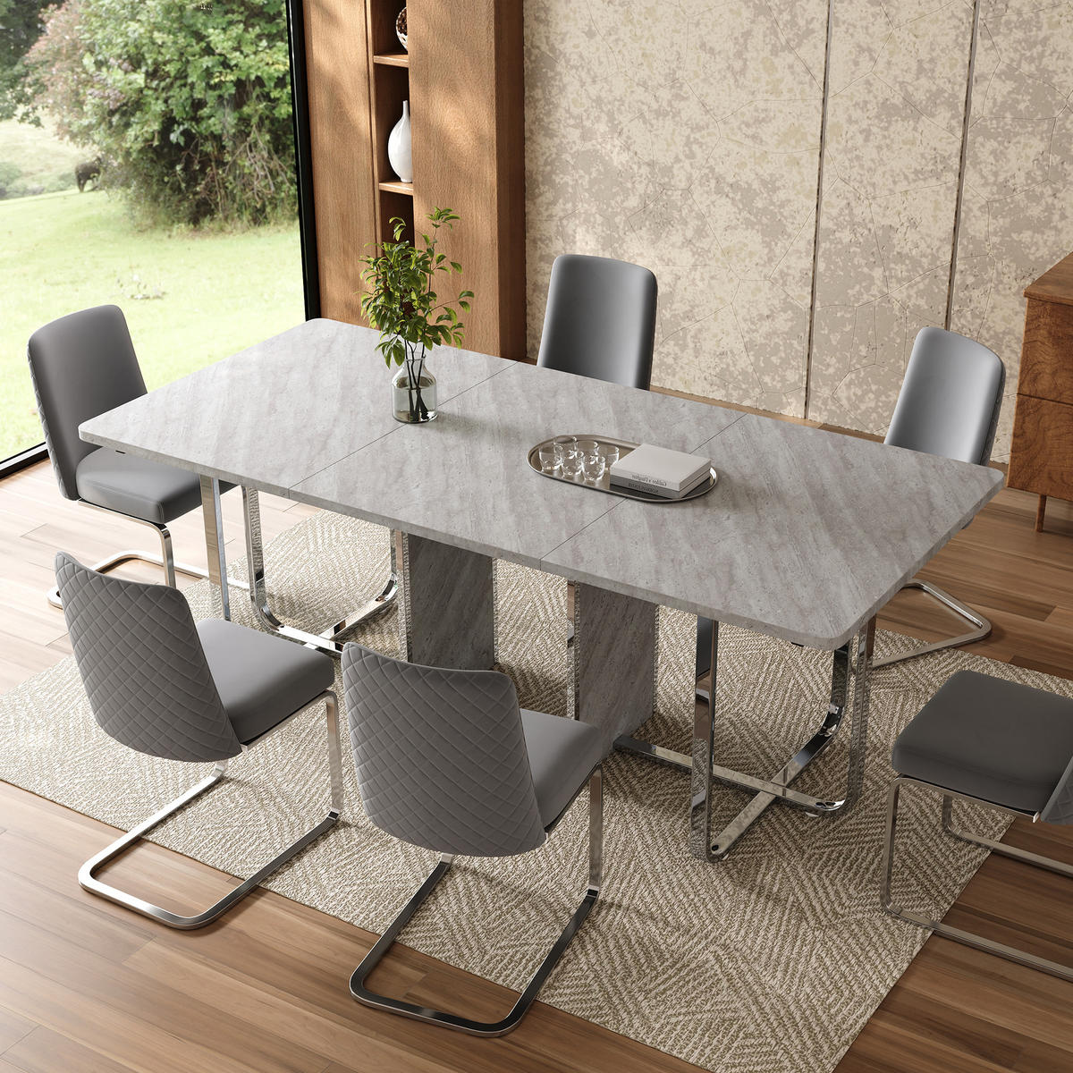 ESSTISCH 180/80/75 cm grau mit stabilen Metallbeinen - Grau, Holzwerkstoff (180/80/75cm) - OKWISH