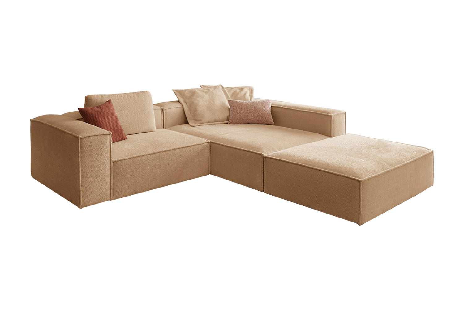 ECKSOFA CARMO Braun Flachgewebe - Dunkelbraun/Schwarz, Kunststoff/Textil (306/191cm) - KAWOLA