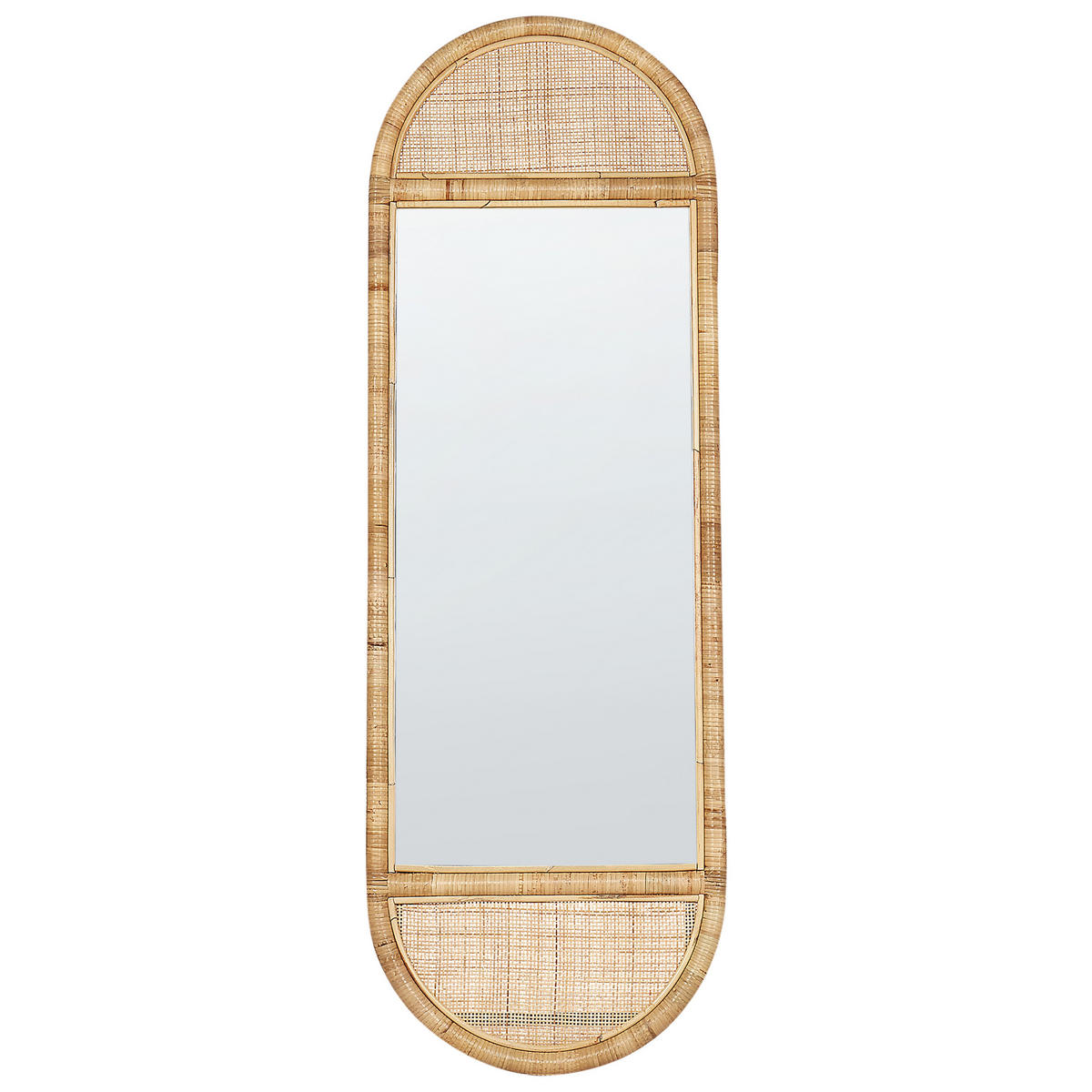 OGLINDĂ PE SUPORT 150 cm ratan culoare naturală Barges - culoare naturală/negru, materiale naturale (50/150/3cm) - Beliani