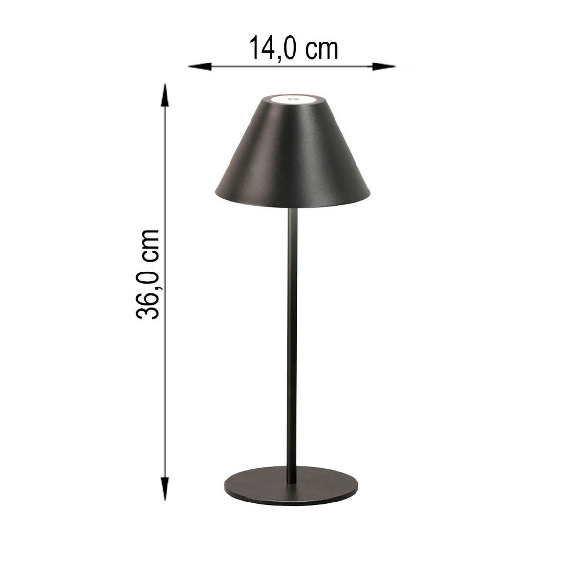 LED TISCHLAMPE Metall Schwarz - Schwarz, Metall (14/14/36cm)