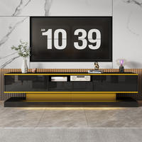 TV-SCHRANK Lowboard 180x38x45 cm LED Hochglanz - Schwarz, Holzwerkstoff (180/45/38cm) - LEBENLANG