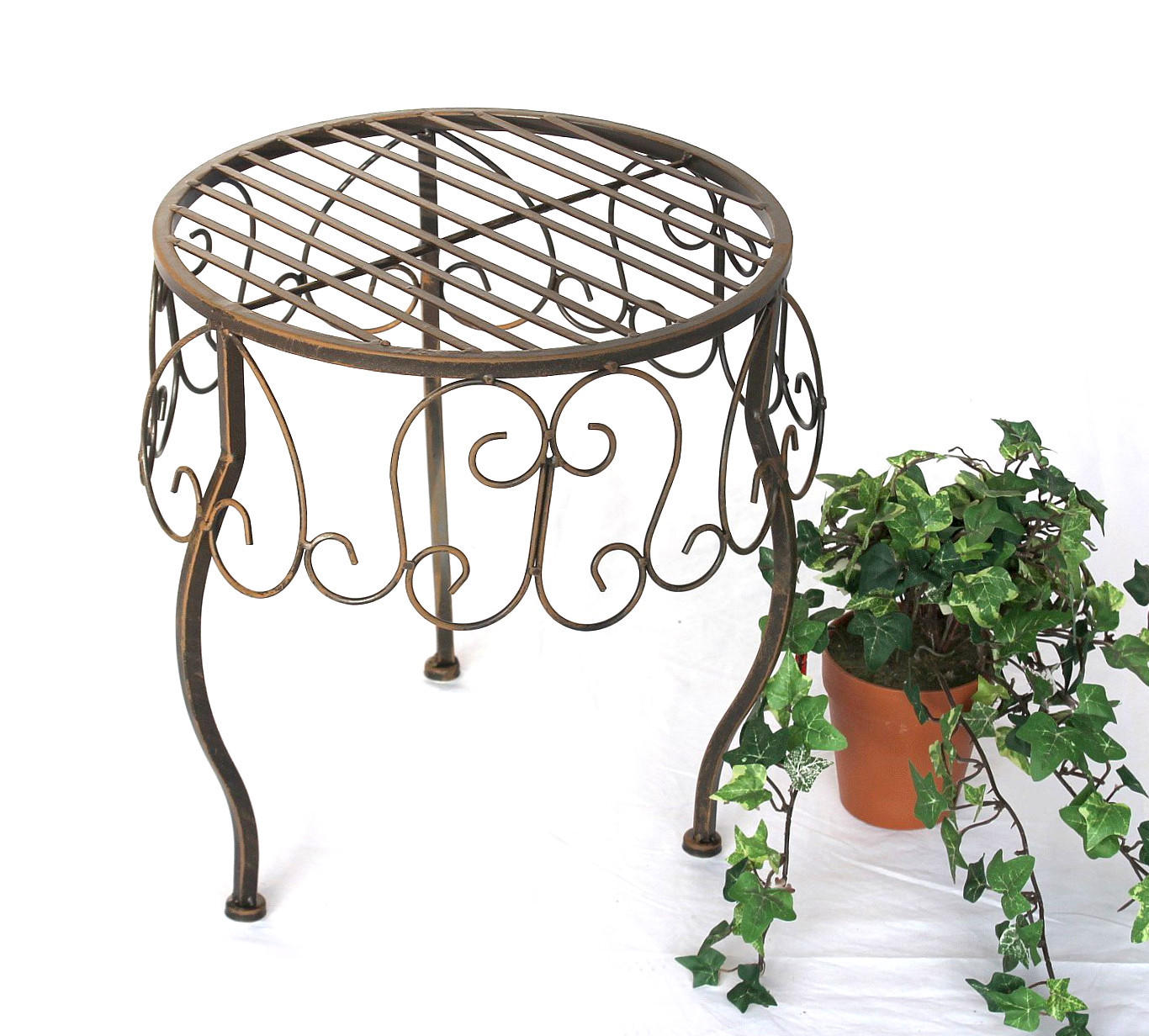 BLUMENHOCKER Rund Metall Braun 35 cm 140129 XL - Braun, Metall (32/35/32cm) - DanDiBo