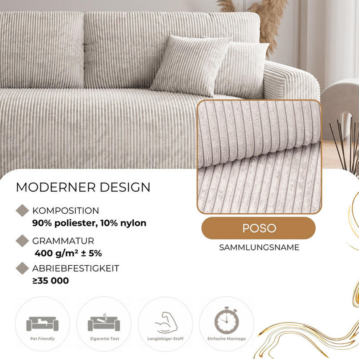 SCHLAFSOFA JOBO mit Bettkasten Creme - Creme, Holzwerkstoff/Kunststoff (230/85/90cm) - Idohome