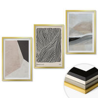 WANDBILDER 3er Set - 40x60 cm Goldrahmen - Abstrakte Muster in Beige und Grau - Goldfarben, Kunststoff (40/60cm) - ArtPrintCave