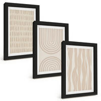 BILDER SET 3er Set - 20x30 cm Schwarzer Rahmen - Abstrakte beige Muster - Schwarz, Kunststoff (20/30cm) - TULUP