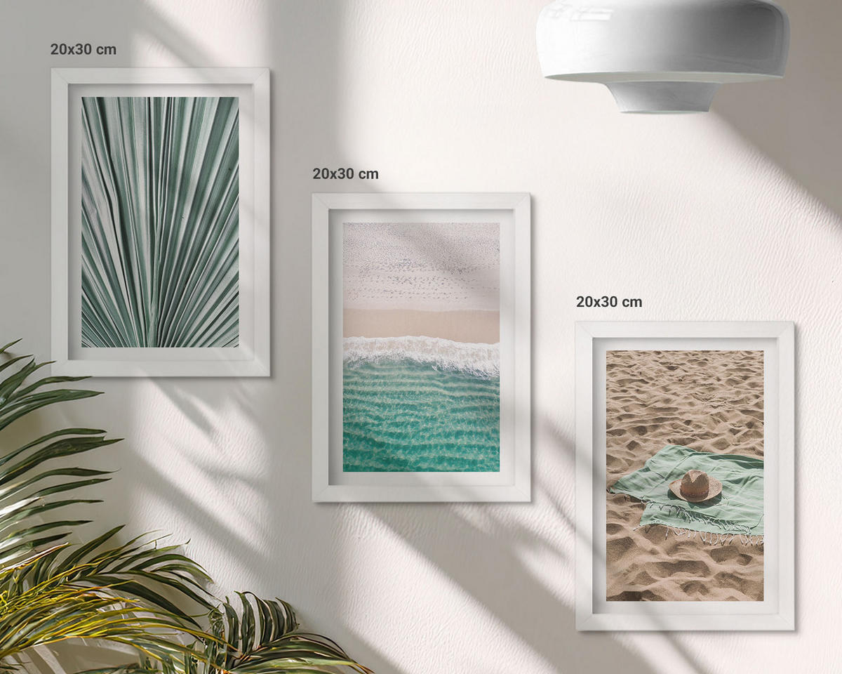 WANDBILDER 3er-Set - 20x30 cm Weißer Rahmen - Urlaubsblick Strand Meer - Weiß, Kunststoff (20/30cm) - ArtPrintCave