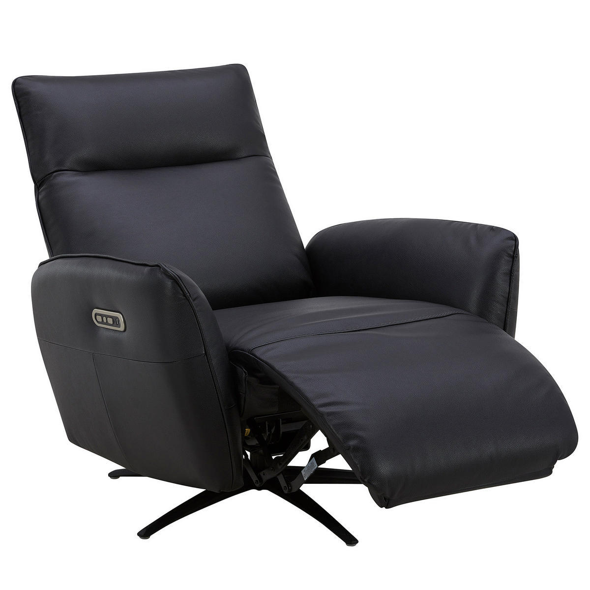 RELAXSESSEL - Schwarz, Leder/Metall (86/100/82cm) - home24