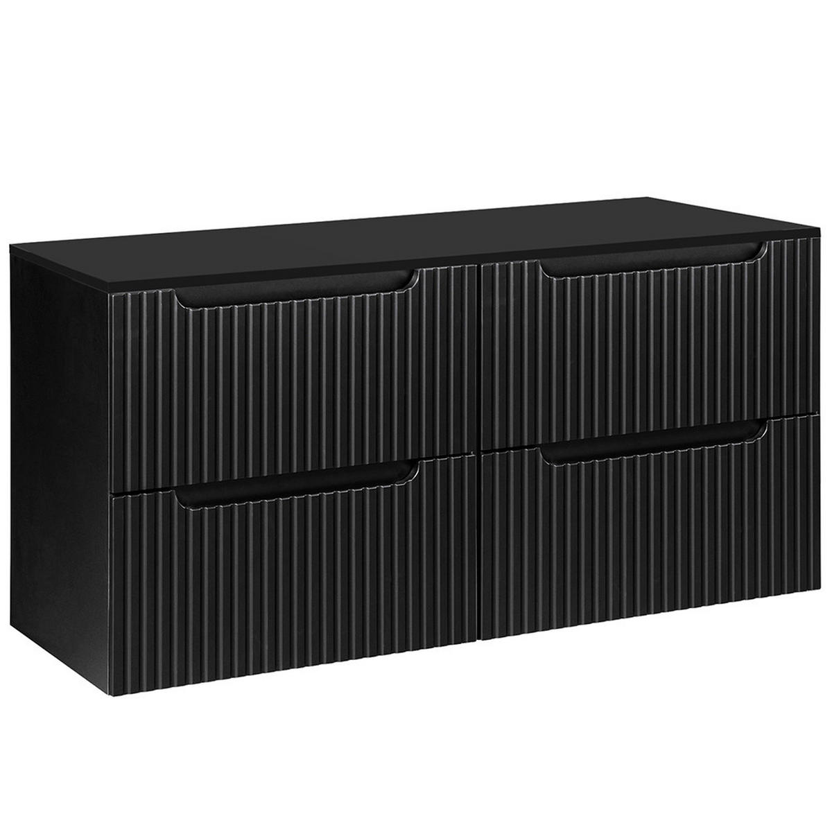 WASCHBECKENSCHRANK Newport-56 - Schwarz, Holzwerkstoff (120/60/40cm) - Lomado