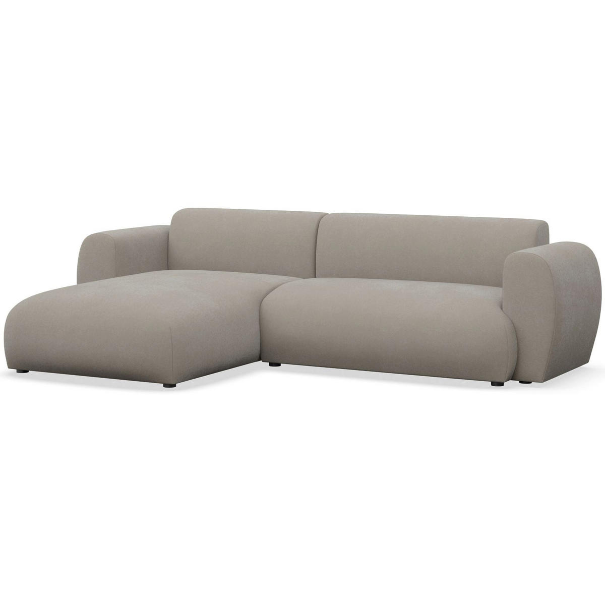 ECKSOFA Emia Greige links - Taupe/Schwarz, Kunststoff/Textil (262/156cm) - Selsey