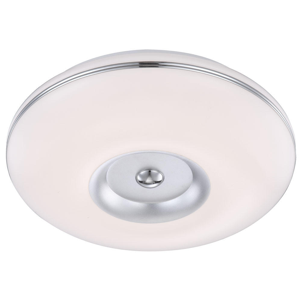 LED DECKENLEUCHTE BOMBA Aluminium Nickel-matt Weiß - Weiß, Metall (40/40/9.5cm) - Globo Lighting