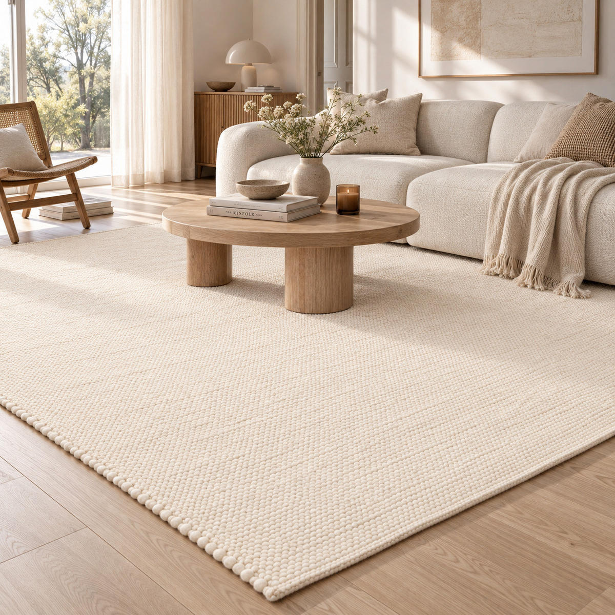 NATUR TEPPICH WOLLE ALASKA MELIERT - Ecru, Textil (90/160cm) - Pergamon
