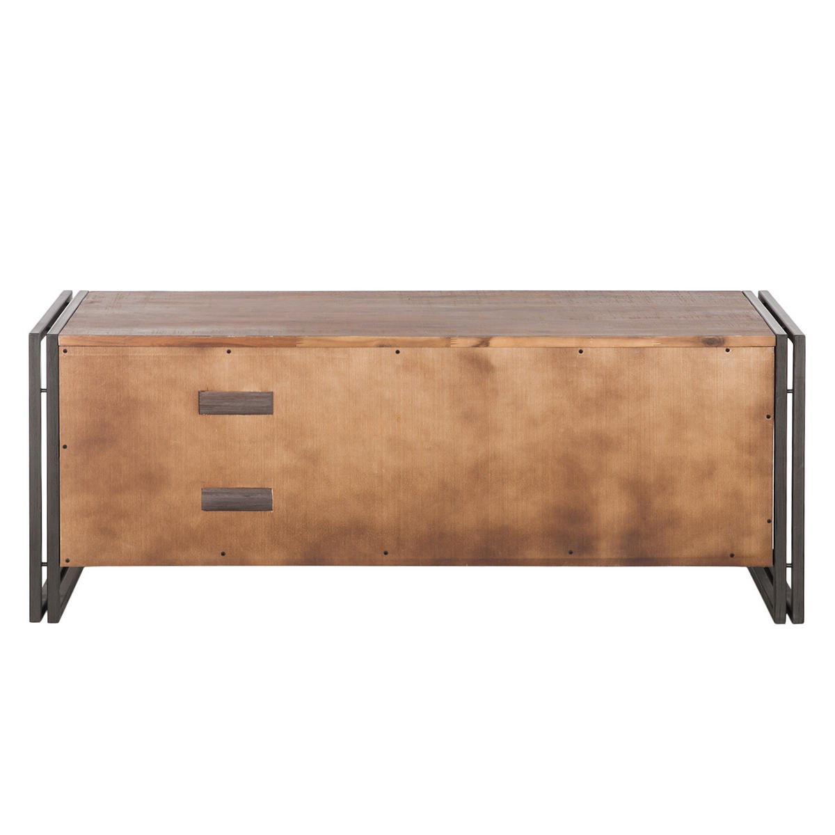 TV-LOWBOARD mit 2 fächer rechts - Akazie massiv / Metall - Akaziefarben, Holz (130/50/45cm) - home24