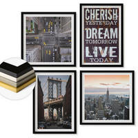 WANDBILDER 4er-Set - 50x50 cm & 40x60 cm Schwarzer Rahmen - Zitat über New Yorker Landschaften - Schwarz, Kunststoff (50/50cm) - ArtPrintCave