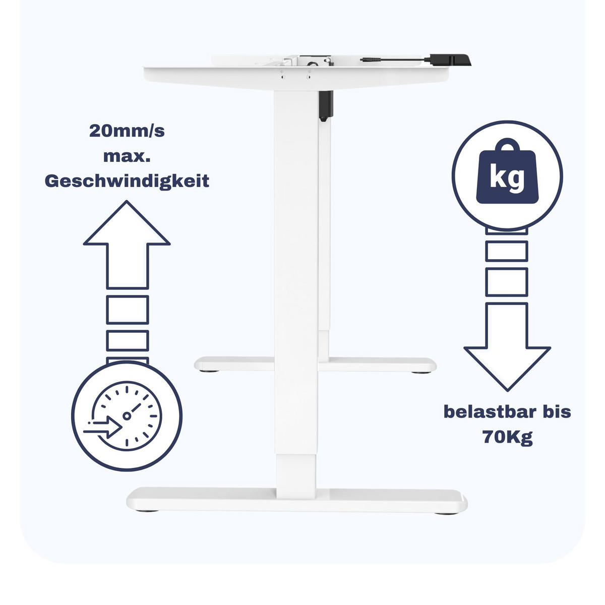 TISCHGESTELL HÖHENVERSTELLBAR UP30 weiss - Weiß, Metall (59/135/116cm) - Albatros