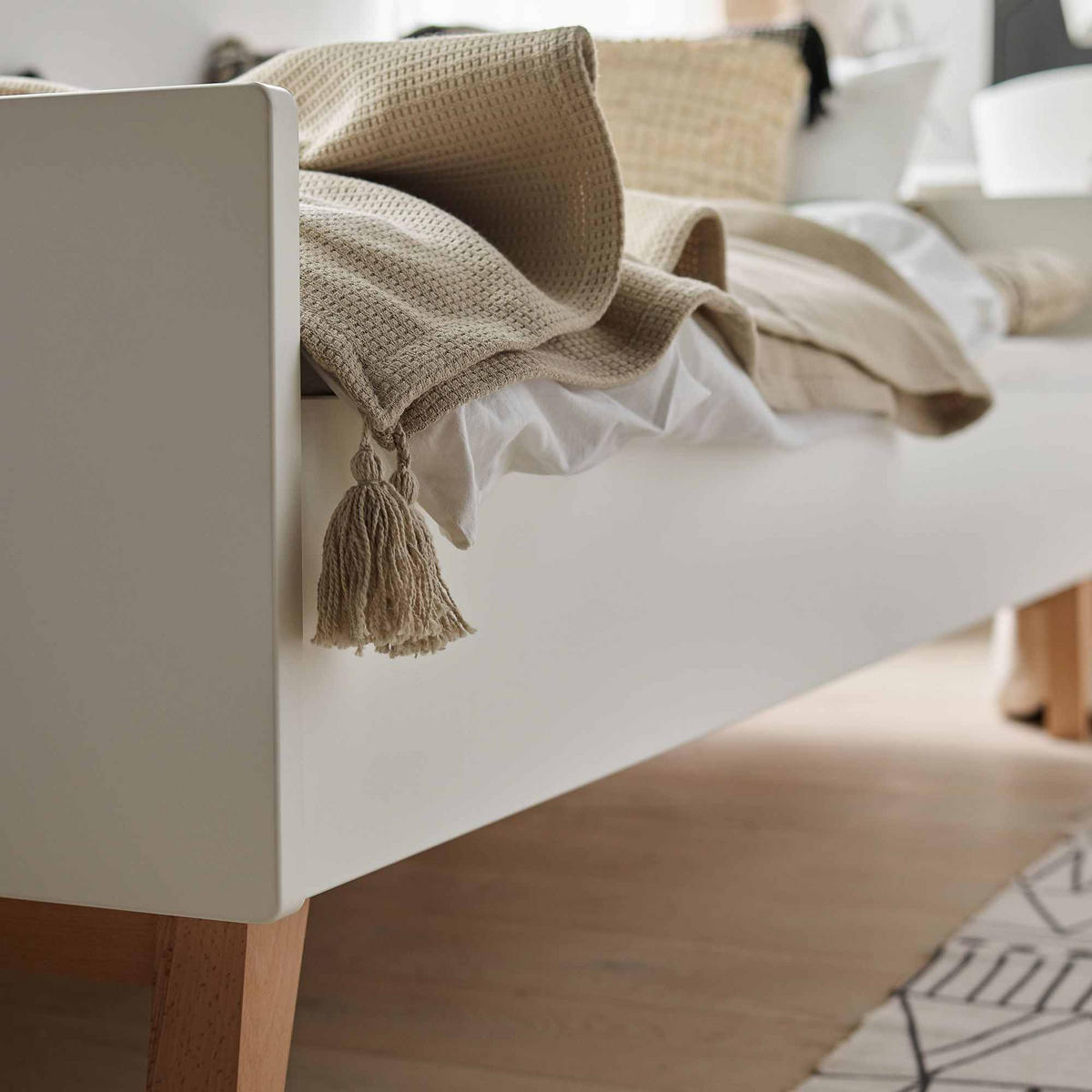 KINDERBETT Dambi - Weiß, Holz (205/65/95cm) - KONSIMO®