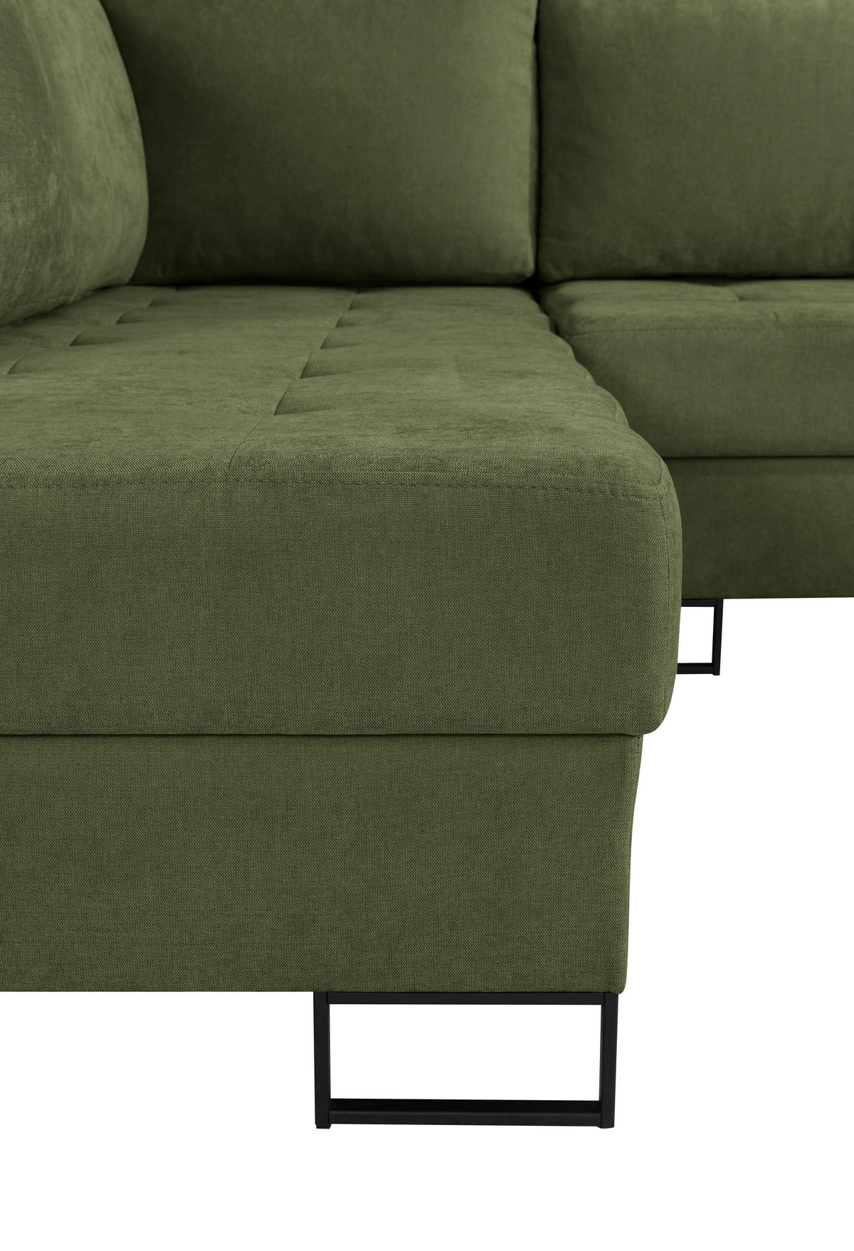 ECKSOFA mit Schlaffunktion Rechts Grün Chenille - 245x200 cm - Trevi - Schwarz/Grün, Holz/Holzwerkstoff (245/200cm) - Ravio
