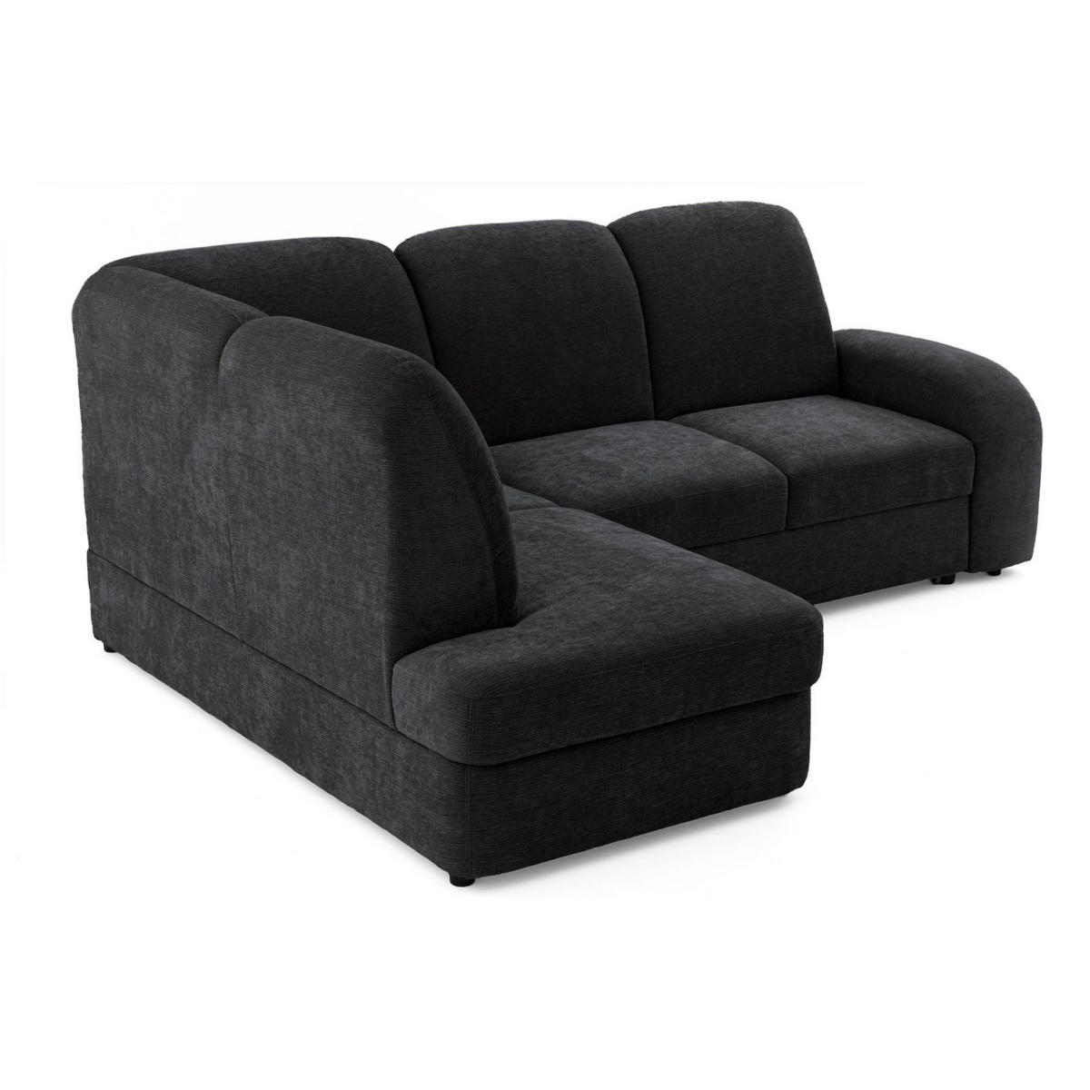ECKSOFA VIBE L Links mit Schlaffunktion 129x205 Chenille Anthrazit - Anthrazit/Schwarz, Holz/Kunststoff (186/250cm) - Muffo