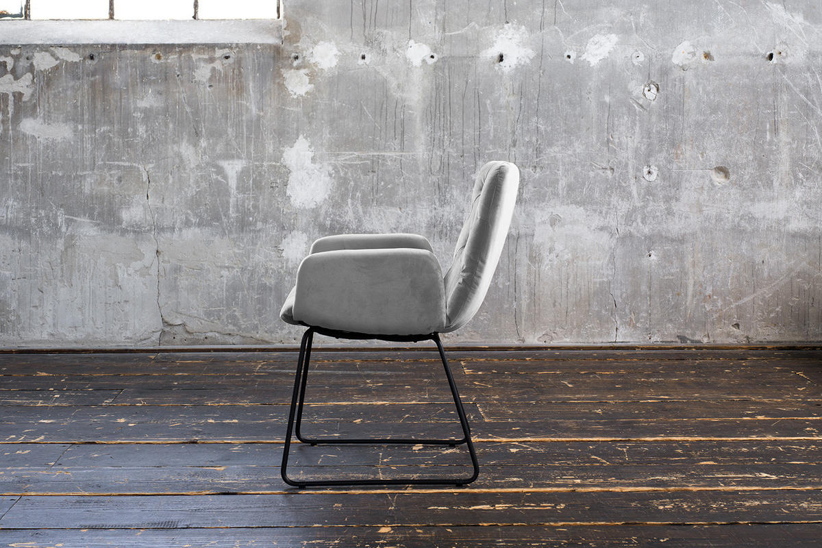 ESSZIMMERSTUHL NEW CHARME Silber Velvet (1er-Set) - Silberfarben, Textil (59/87/66cm) - KAWOLA
