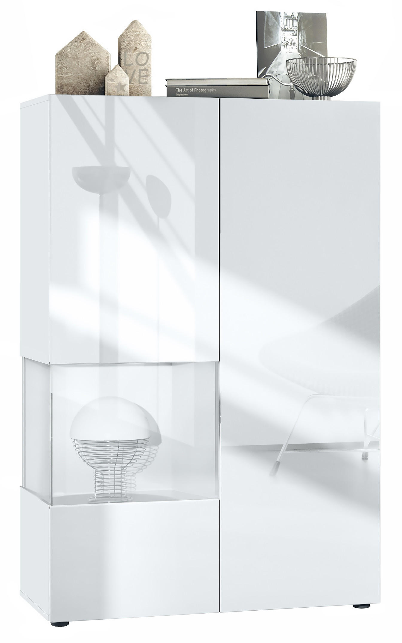 VITRINE Morena Einsatz in Weiß matt - Weiß, Holzwerkstoff (91.5/136.5/37cm) - Vladon