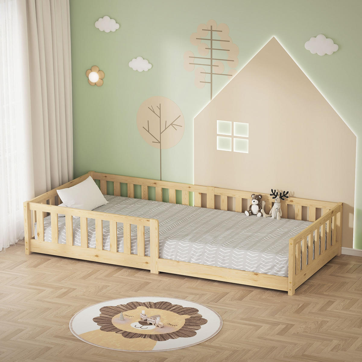 KINDERBETT 90x200 cm Natur aus Kiefernholz - Naturfarben, Holz (90/200cm) - ML-DESIGN