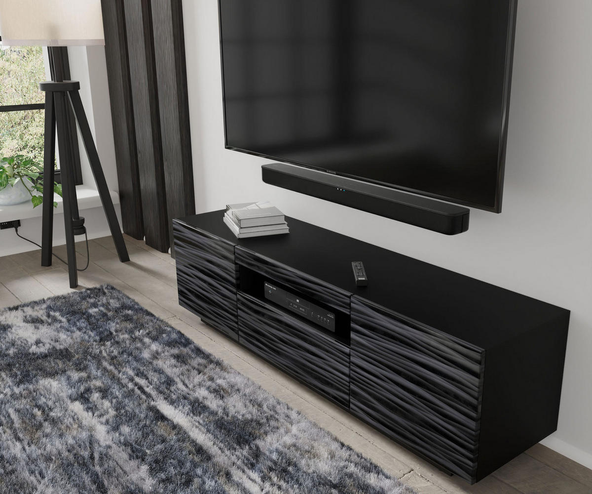 TV LOWBOARD Schwarz Hochglanz 150/42/37 - Schwarz Hochglanz, Holzwerkstoff (150/42/37cm) - RAUMHIRSCH FURNITURE