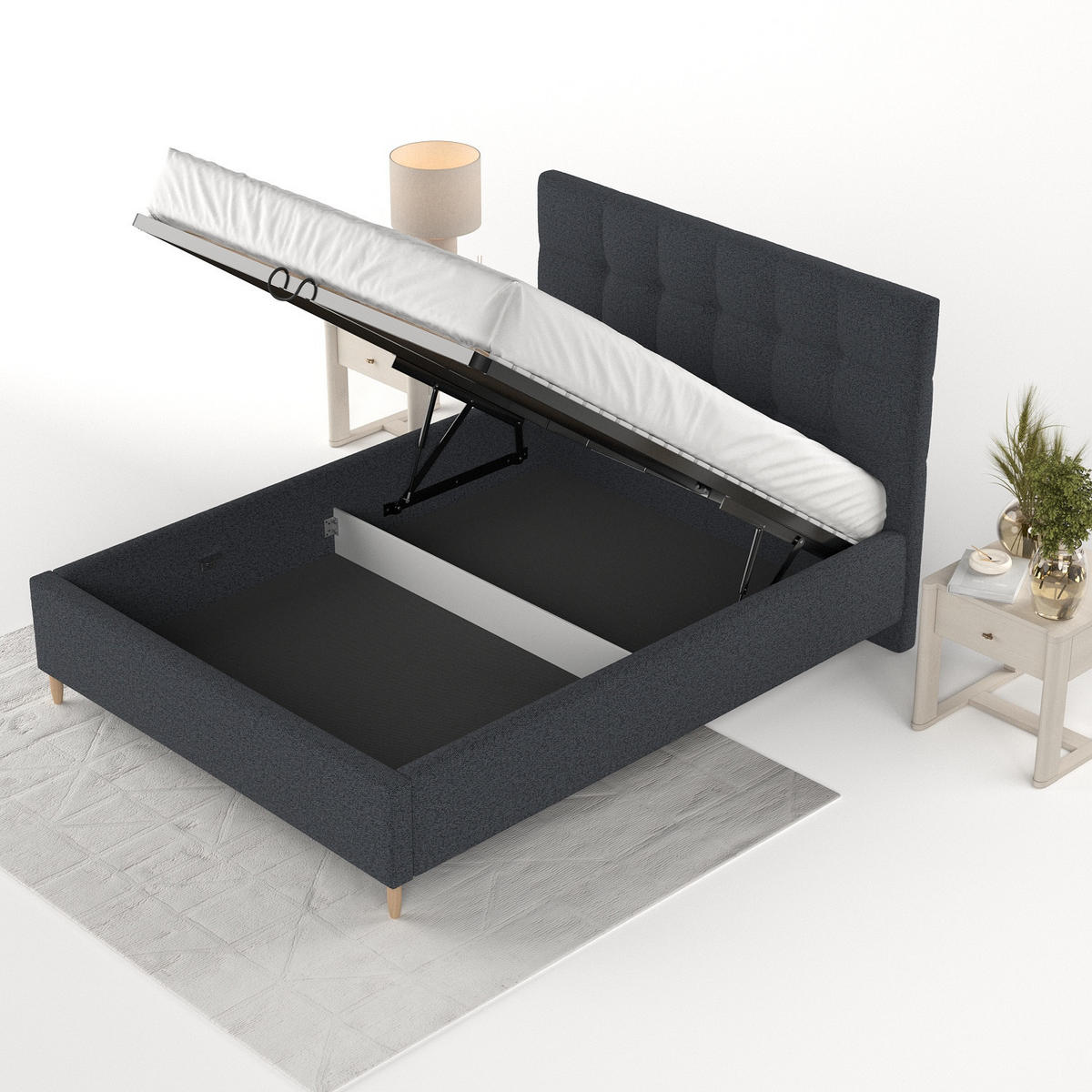 POLSTERBETT Cora 180/200 cm Anthrazit im Riva Stoff - Anthrazit/Naturfarben, Holz/Holzwerkstoff (180/200cm) - AltaBeds