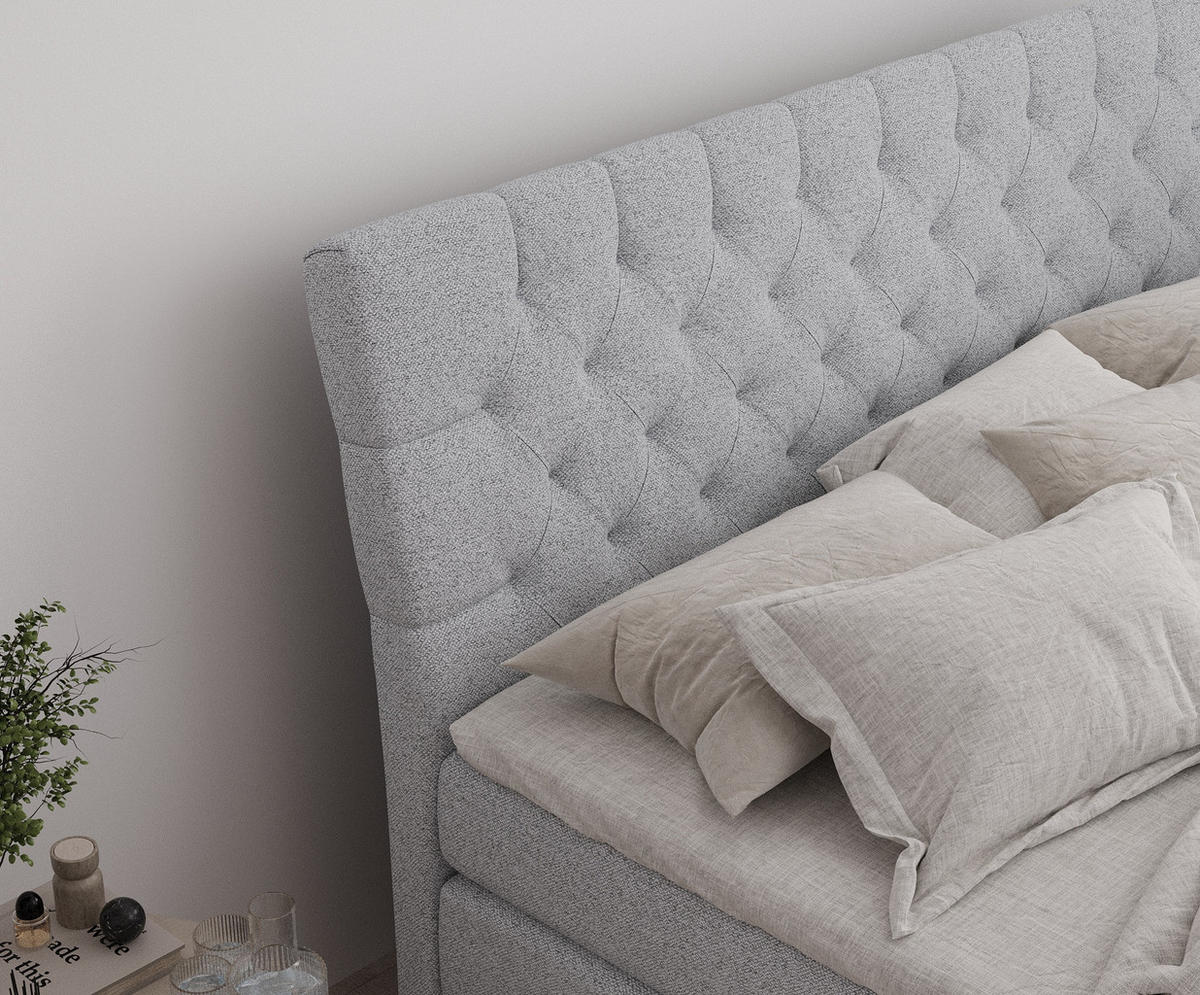 BOXSPRINGBETT Seraphine Hellgrau 140/200 cm - Hellgrau/Schwarz, Holz/Holzwerkstoff (140/200cm) - Maison de Reve