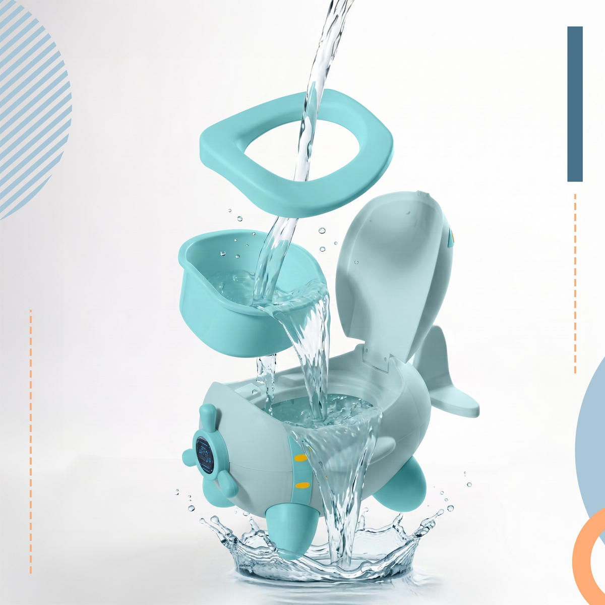 NOČNÍK mätový dizajn lietadlo s vekom - svetlomodrá, plast (31/40cm) - Relaxdays